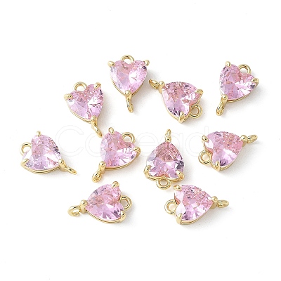 Brass Pave Cubic Zirconia Connector Charms KK-F892-53G-10-1