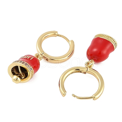 Bell Brass & Enamel Hoop Earrings for Women EJEW-U015-25G-G-1