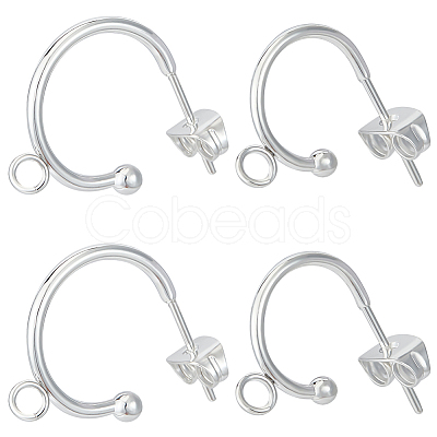 20Pcs 2 Size 304 Stainless Steel Ring Stud Earrings Findings STAS-BBC0004-71-1