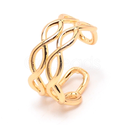 Infinity Wire Wrap Brass Cuff Earrings EJEW-TAC0010-003-1