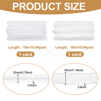 2 Cards 2 Styles Polycotton Pleated Elastic Lace Ribbon OCOR-FG0001-69A-1