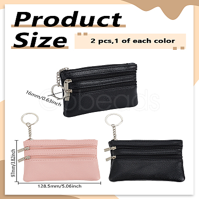 2Pcs 2 Colors PU Leather Zipper Wallets ABAG-LP0001-91B-1