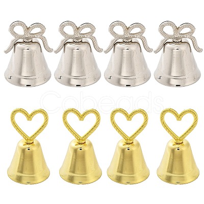 CHGCRAFT 8Pcs 2 Styles Heart/Bowknot & Bell Alloy Memo Clip AJEW-CA0001-94-1