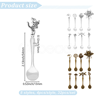 32Pcs 8 Styles Alloy Coffee Tea Spoon PALLOY-DR00002-1