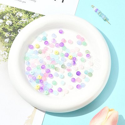 120Pcs 2 Colors Baking Paint Imitation Jade Glass Beads DGLA-FS0001-21B-1
