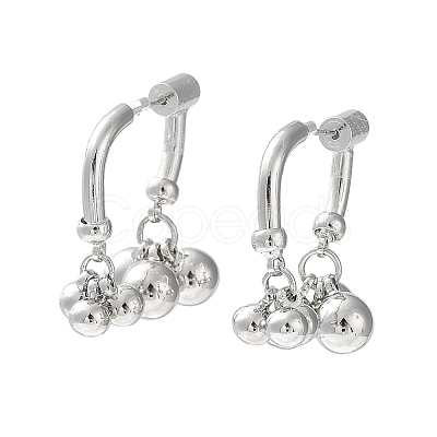 Brass Round Ball Dangle Stud Earrings EJEW-K255-01P-1