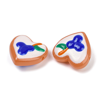 Handmade Heart Lampwork Beads Strands LAMP-P069-04B-03-1