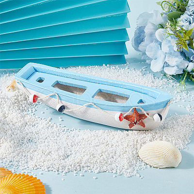 Mediterranean-style Wood Sailboat Miniature Model Decorations DJEW-WH20816-008B-1
