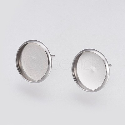 Non-Tarnish 202 Stainless Steel Stud Earring Settings LS-X-STAS-I088-E-02P-1