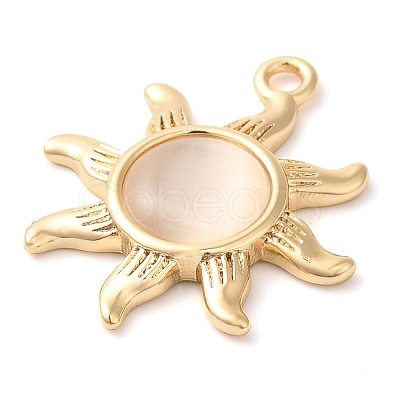 Brass with Glass Pendants KK-G503-40G-02-1