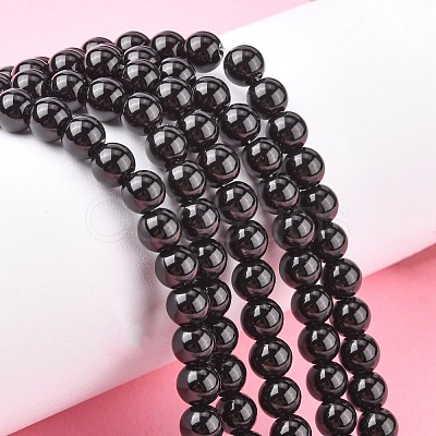 Synthetic Black Stone Beads Strands G-G088-6mm-1
