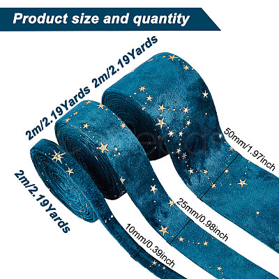 6M 3 Styles Double Sided Star Gold Stamping Flannelette Ribbons for Sewing Craft OCOR-GO0001-13B-1