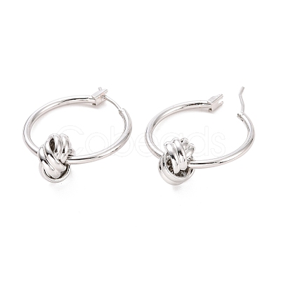 Brass Knot Hoop Earrings for Women EJEW-A072-19P-1