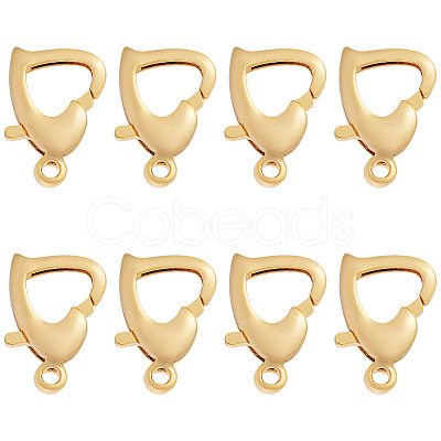 8Pcs Brass Heart Lobster Claw Clasps KK-TA0002-69-1