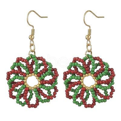 Christmas Glass Dangle Earrings EJEW-MZ00829-1