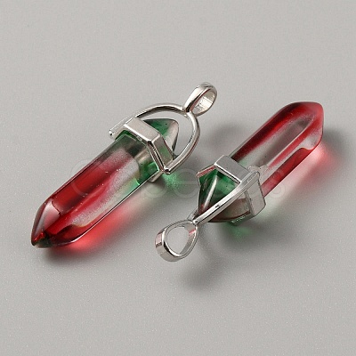 Glass Double Terminal Pointed Pendants G-WH0016-41F-1