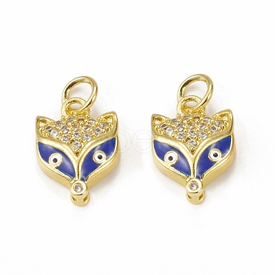 Brass Micro Pave Cubic Zirconia Charms KK-E068-VB029-2-1