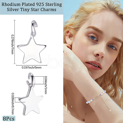 8Pcs 925 Sterling Silver Star Charms STER-BBC0008-42-1