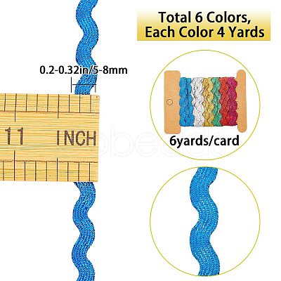 6 Yards 6 Colors Polyester Wavy Fringe Trim Ribbon OCOR-WH0080-44B-1