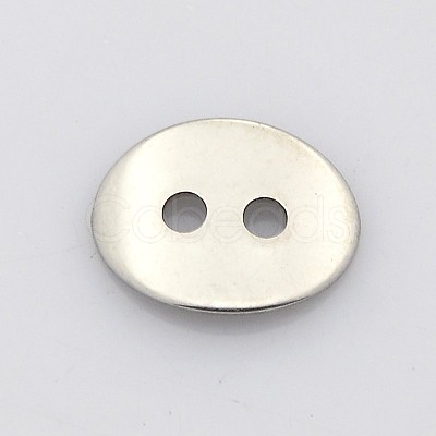Tarnish Resistant Oval 2-Hole 201 Stainless Steel Buttons STAS-N048-01-1