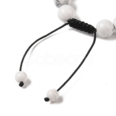 10mm Round Natural Howlite Braided Bead Bracelets BJEW-C067-01C-08-1