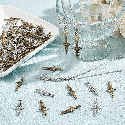 100Pcs 2 Colors Tibetan Style Alloy Pendants FIND-AR0004-46-1