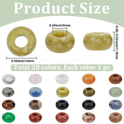 20Pcs 20 Styles Natural & Synthetic Mixed Gemstone European Beads G-PA0002-35-1