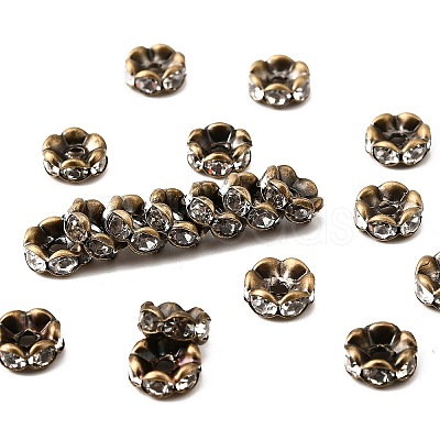 Brass Rhinestone Spacer Beads RB-A014-L8mm-01AB-NF-1