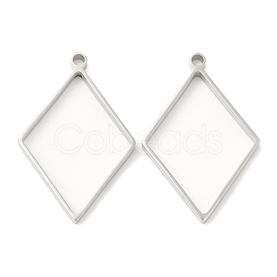 Non-Tarnish 304 Stainless Steel Open Back Bezel Rhombus Pendants LS-STAS-Z040-02B-P-1