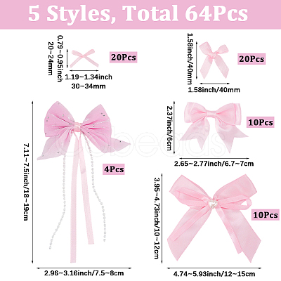 64Pcs 5 Styles Polyester Bowknot Ornament Accessories DIY-SP0004-75-1