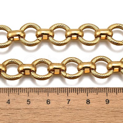 304 Stainless Steel Twisted Ring Link Chain Necklaces NJEW-R023-12G-1