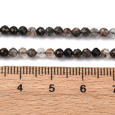 Natural Black Rutilated Quartz Beads Strands G-RM250104-C3-1