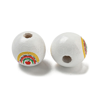 Printed Wood European Beads WOOD-L020-D06-1
