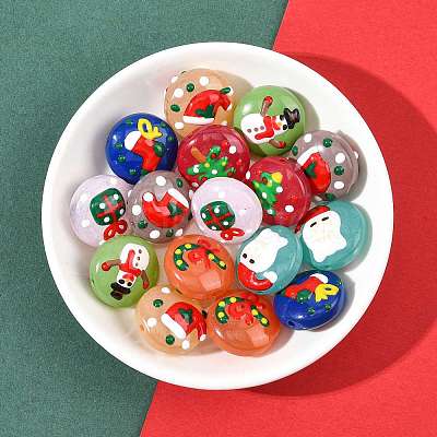 16Pcs 8 Colors Christmas Handmade Lampwork Enamel Beads LAMP-FS0001-63-1