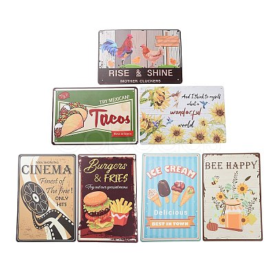 Vintage Metal Tin Sign AJEW-XCP0002-06-1