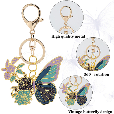 DIY Alloy Enamel Butterfly Pendants Keychain Making Kits DIY-SP0003-10B-1