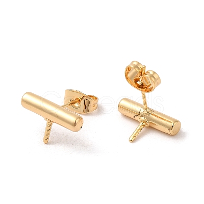 Column Brass Stud Earring Findings KK-M270-36G-1