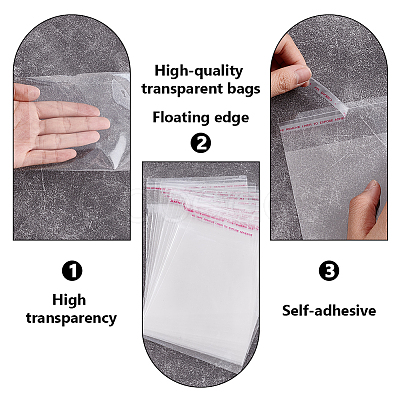 Transparent OPP Cellophane Self Adhesive Packing Bags ABAG-WH0046-94-1