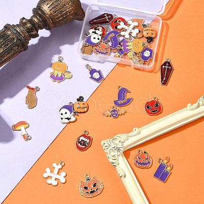 30Pcs 15 Styles Alloy Enamel Pendants ENAM-FS0001-90-1