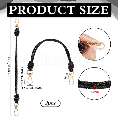 2Pcs Glass Rhinestone Rubber Cord Bag Handles FIND-PH0059-68D-1