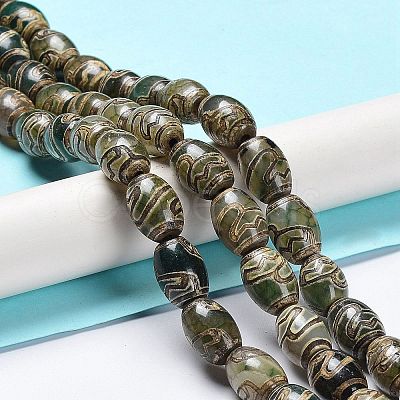 Tibetan Style dZi Beads Strands TDZI-E005-01Q-1