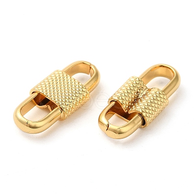 Rack Plating Brass Oval Link Connector Charms KK-Z033-03G-1