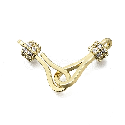 Brass Cubic Zirconia Hook and S-Hook Clasps KK-Q048-05G-1