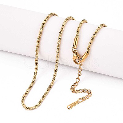 2MM 304 Stainless Steel Rope Chain Necklaces NJEW-N058-10G-1