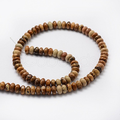 Rondelle Natural Picture Jasper Bead Strands G-L439-08-1