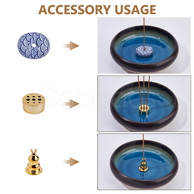 4Pcs 4 Styles Alloy & Porcelain Incense Holder AJEW-DC0003-71-1