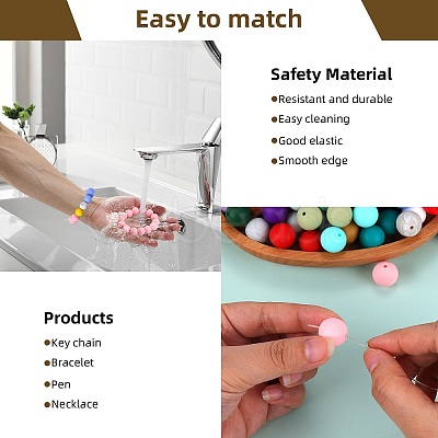 80Pcs Round Silicone Focal Beads SIL-SZ0001-24-29-1