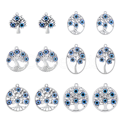 12Pcs 6 Styles Tibetan Style Alloy Pendants FIND-FH0009-09-1