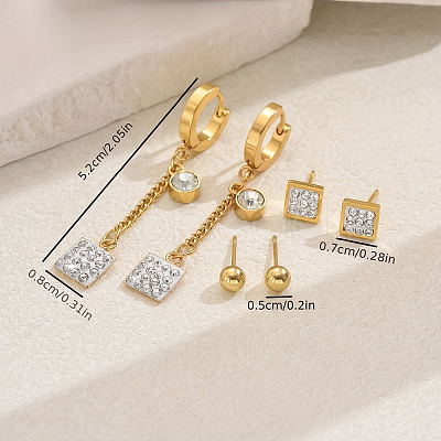 Stainless Steel Square Earring Sets YA2186-1-1