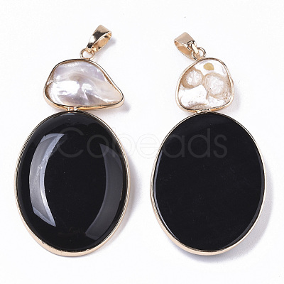 Natural Agate Big Pendants G-N326-25-1